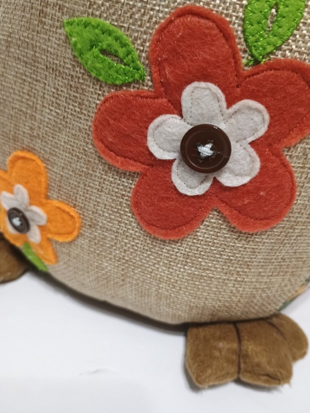 Fall Owl Weighted Autumn Floral Harvest Burlap Felt Farmhouse Decor - Picture 7 of 12